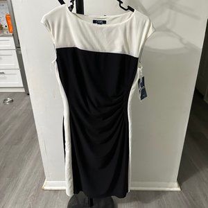 Chaps White and Black Sleeveless Dress